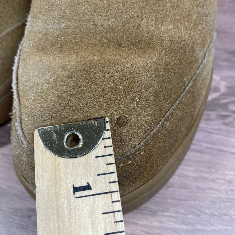 Bearpaw Elle Tall Suede Boots Womens Tan Hickory Faux Fur Lined Winter Pull On 9